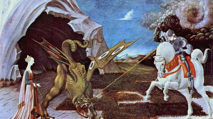 San Giorgio e il drago nel celebre dipinto di Paolo Uccello.