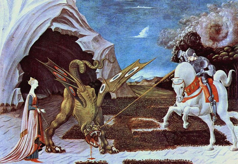 San Giorgio e il drago nel celebre dipinto di Paolo Uccello.