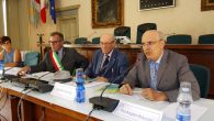 13ma edizione del festival internazionale di cori giovanili g. zelioli. incontro del sindaco v.brivio con i direttori cori - lecco 4 luglio 2018 - DA DX PIERANGELO PELUCCHI, RAFFAELE COLOMBO E VIRGINIO BRIVIO