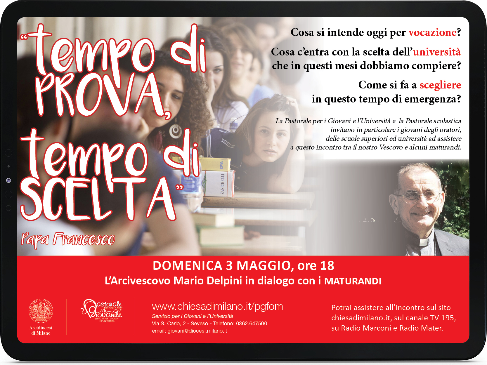 L'Arcivescovo in dialogo con i maturandi - 3 maggio 2020