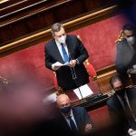 L'intervento di Mario Draghi in Senato (foto Sir)