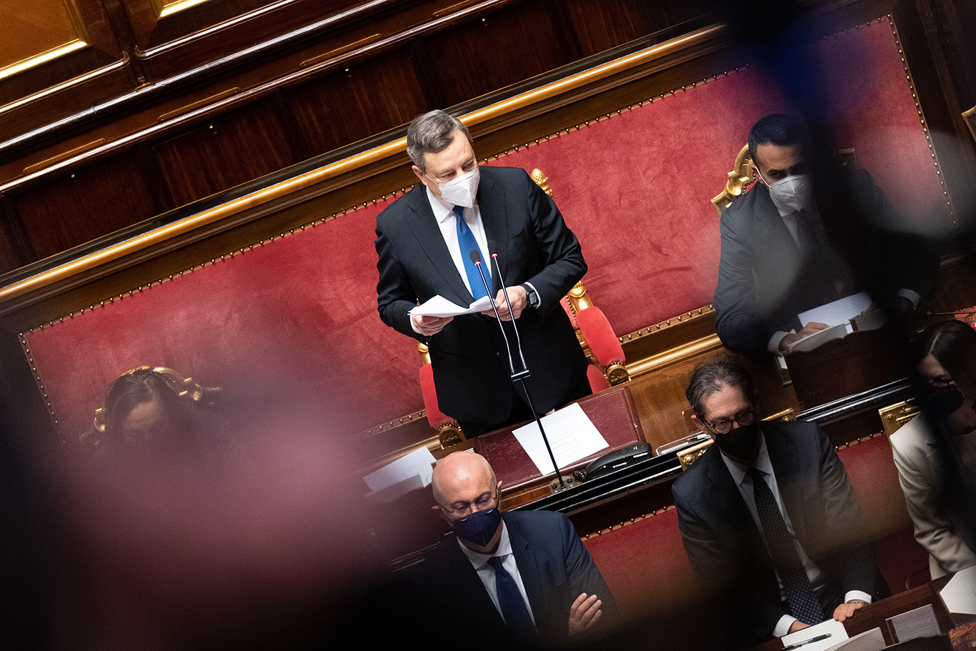 L'intervento di Mario Draghi in Senato (foto Sir)